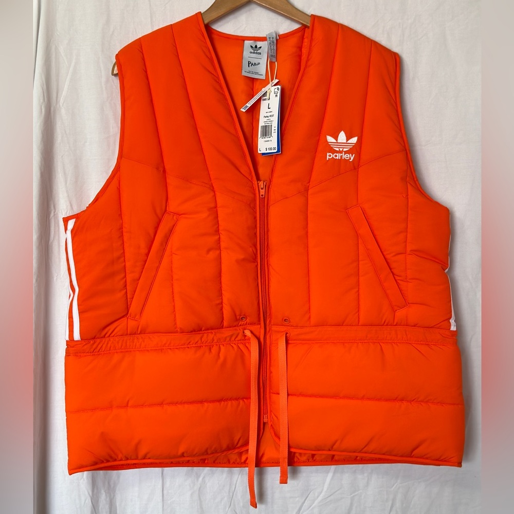 Adidas Orange Adicolor Parley Puffer Vest HM6750 Size Large L